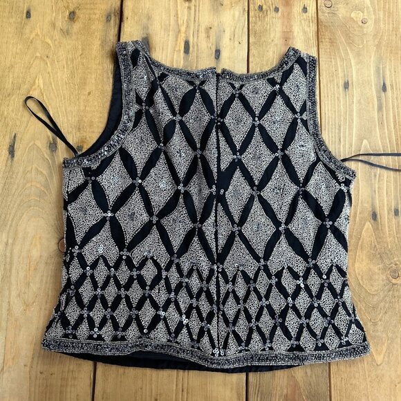 Cote D' Azur Silk Beaded Top Evening Embroidered XL Crop Formal - Picture 7 of 9